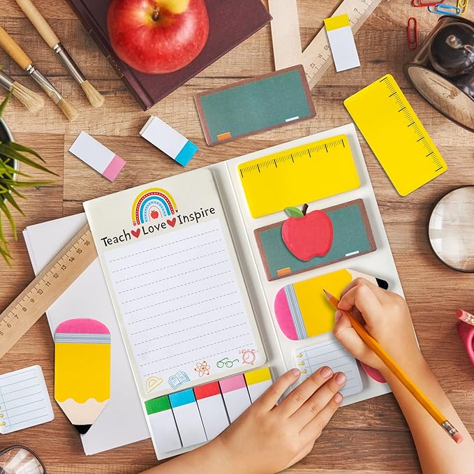 Teaching is A Work of Heart Sticky Notes Set Blackboard Self-Stick Note Pads Teacher Appreciation Gift Writing Memo Pads School Office Supplies