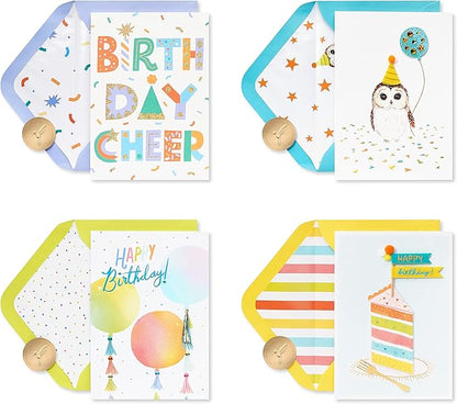 Papyrus Deluxe Boxed Birthday Card Assortment, Bright Birthday (4-Count)