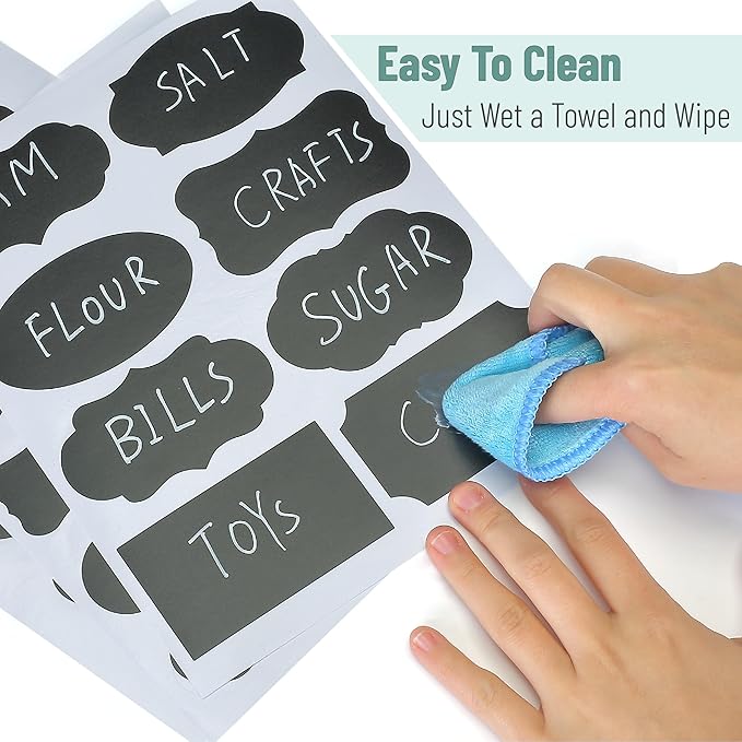 Mr. Pen- Chalkboard Labels, 500 pcs, Assorted Shapes, White Chalk Marker and Small Towel, Labels for Storage Bins and Jars