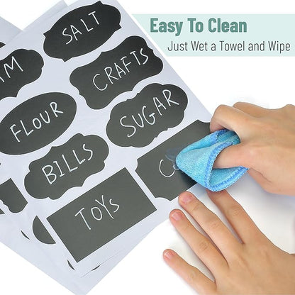 Mr. Pen- Chalkboard Labels, 500 pcs, Assorted Shapes, White Chalk Marker and Small Towel, Labels for Storage Bins and Jars