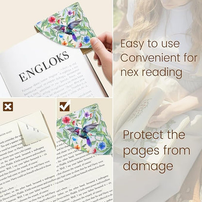 Cute Peacock Hummingbird Chicken Corner Bookmarks, Leather Book Accessories for Book Lovers, 3 Pcs Reading Book Page Markers for Women Men Student Teacher Kids Retirement Birthday Gift