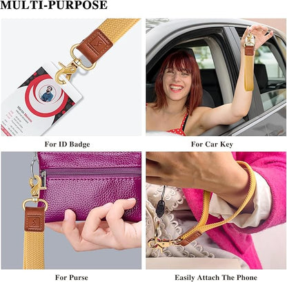 Fishent Stretchy Wristlet Keychain,Braided Cute Wrist Lanyards for Keys, Key Chain Holder for Women Men, Wrist Strap Keychain for Car Keys Phone Camera Wallet ID Badges Card (Maize)