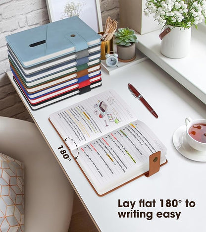 Brown A5 Lined Leather Journal Notebook for Men Women,5.9" X 8.4" Personalized Hardcover Journal with Pen,200 Pages 100 Gsm Thick Ruled Paper Daily Diary for Travel,Business,Work,Writing