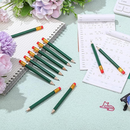Chivao 288 Pieces Golf Mini Pencils Bulk with Eraser #2 HB Golf Short Pre Sharpened Pencils for Party Favors Office Supplies 4 Inch(Deep Green)