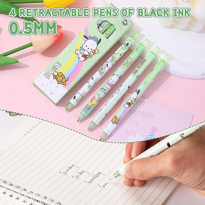 Cute School Supplies Anime Stationery Gift Set Includs Gel Pens, Journal Notebook, 50 Stickers, Pencil Case, Kawaii Stationery Set, Back to School Gift(Green)