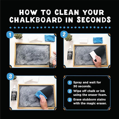 VersaChalk 100% Natural Chalkboard Dry Erase Cleaner Spray 250 mL - Erase Liquid Chalk Markers Ink - For Chalkboard, Whiteboard, and Dry Erase Surfaces