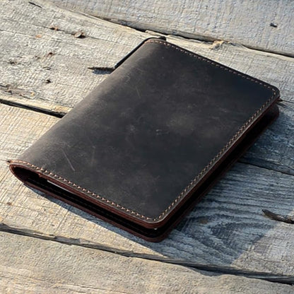 JJNUSA Compatible with Rocketbook Mini Cover Smart Business Handmade Distressed Genuine Leather Journal Notebook Cover for Card Holder Mini 3.5" x 5.5" DarkBrown