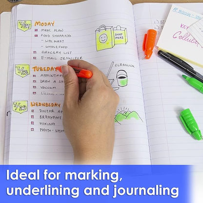 BAZIC Mini Highlighter Pen Assorted Color, Chisel Tip Broad Fine Line Highlighters Coloring Marker (5/Pack), 1-Pack