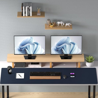 Aothia Leather Desk Pad Protector, Mouse Pad, Office Desk Mat, Non-Slip PU Leather Desk Blotter, Laptop Desk Pad, Waterproof Desk Writing Pad for Office and Home (48"x17", Dark Blue)