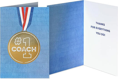 American Greetings Thank You Cards with Envelopes For Coach, Number 1 Coach Medal (8-Count)