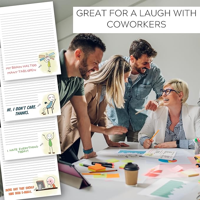 ZICOTO Super Funny Notepads - Hilarious Office Gift for Your Women Coworkers - Set of 4 Office Supplies Memo Pads w/ 4 Assorted Designs, 50 Sheets Each, 4.25" x 5.5"