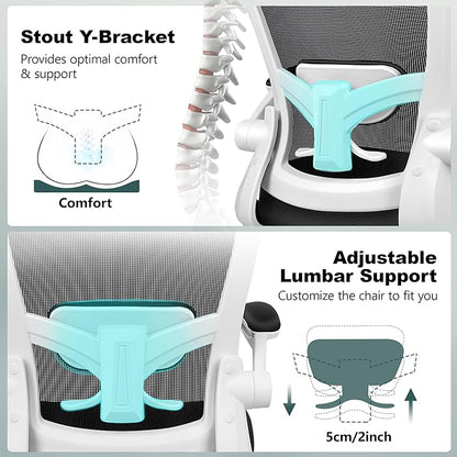 FelixKing Drafting Chair Ergonomic Tall Office Chair, Breathable Mesh Chair with Adjustable Footrest Ring Lumbar Support Flip-up Armrests, High Back Executive Comfy Task Computer Chair for Home Office