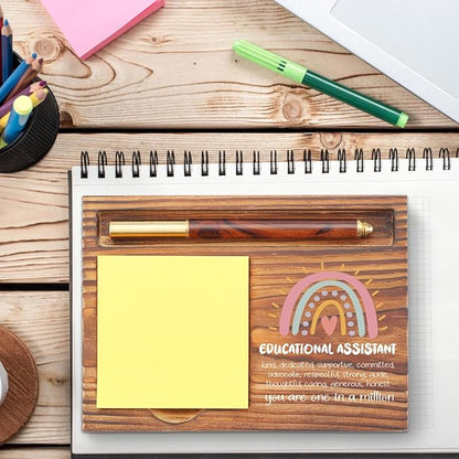 Educational Assistant Sticky Note Holder, Educational Aide Appreciation Gifts, Teacher's Day Thank You Gifts for Assistant Teacher, Back to School Gifts Desk Self-Stick Note Pad Holders TZP59