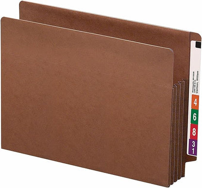 Smead End Tab TUFF® File Pocket, Reinforced Straight-Cut Tab, 3-1/2" Expansion, Tyvek® Gusset, Extra Wide Letter Size, Redrope, 10 per Box (73780)