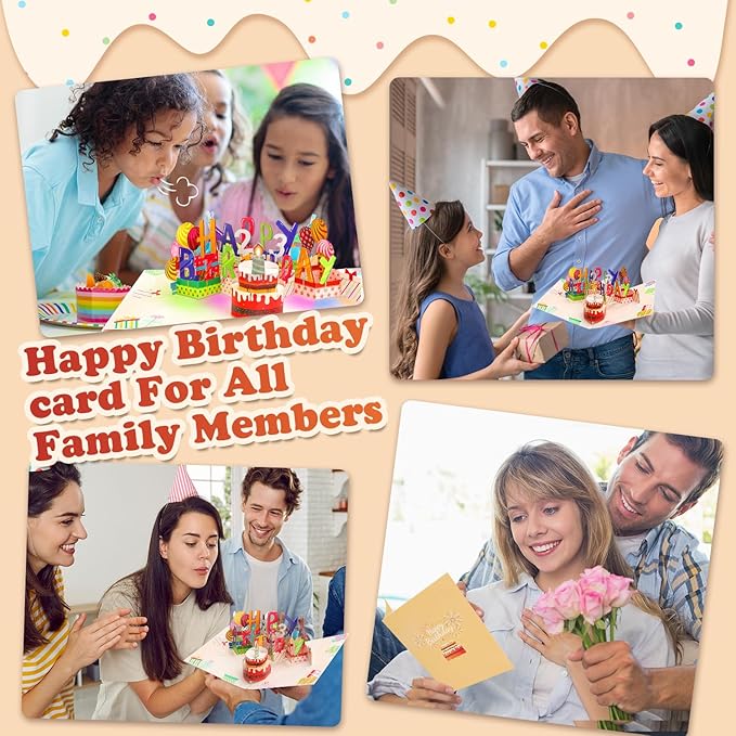 Customizable Age 3D Birthday Card – LED Light, Blowable Candle & Music Pop-Up Greeting Card for Women, Men (1-100 Years) Chocolate