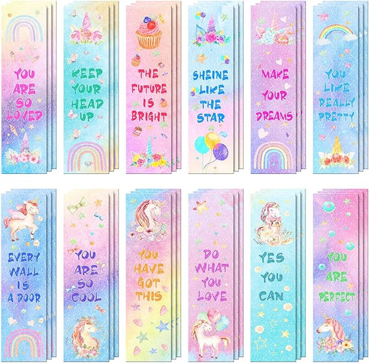 36 Pieces Anxiety Sensory Stickers Cute Fidget Textured Strips Toys Anti Stress Tactile Rough Sensory Calm Textured Strips Adhesives Anxiety Relief for Adults Teens Desk Classroom (Unicorn Style)