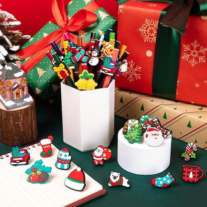 WDAHDHP Christmas Pencil Clips for Kids, 50Pcs Different Pencil Clips Topper, Cute Pencil Charms for Kids Students School Gifts Classroom Rewards