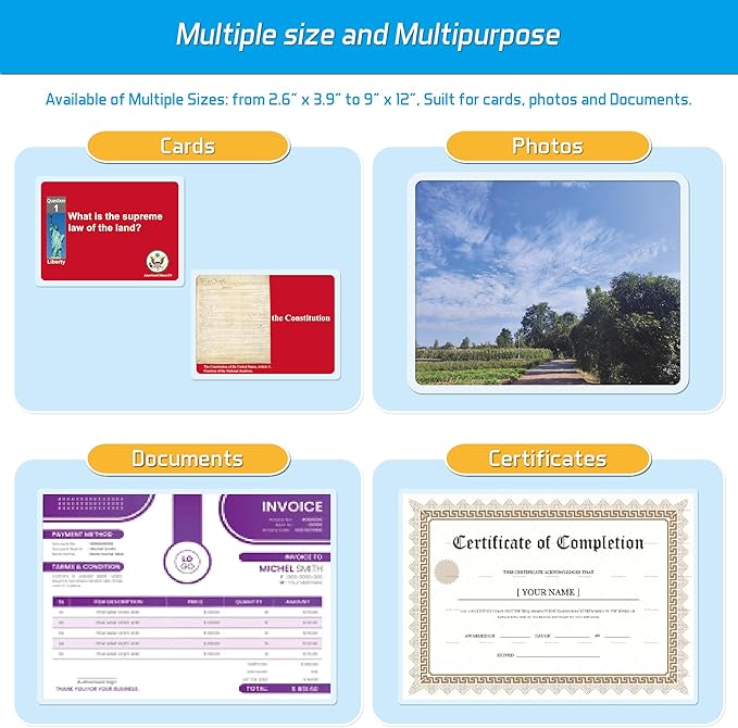 Self-Sealing Laminating Pouches, 4.4" x 6.4'', 18mil, 20 Pack, Easy-to-Use, No Machine Needed, Preserve Photos, Cards & More, Durable, Waterproof Seal, Ideal for Home, Office & School Use