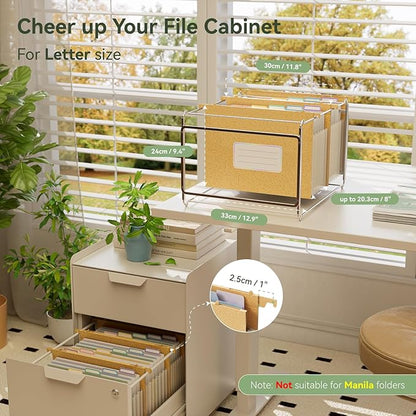 Wheat Straw Expanding Hanging File Folders,1.2" Accordion Pockets File Organizer, Large Capacity, Letter Size for Filing Cabinet, 100% BPA Free, Return to Nature, Healthy Living- Wheat Yellow