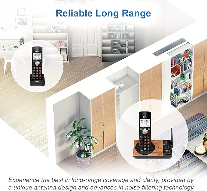 AT&T CL80067 Accessory Handset for CL82x07, CL82x57, CL82x67, CL83x07, CL84x07 Series Cordless Phone for Home with Call Blocking, Caller ID Announcer, Intercom, and Long Range, Black/Wood Grain Finish