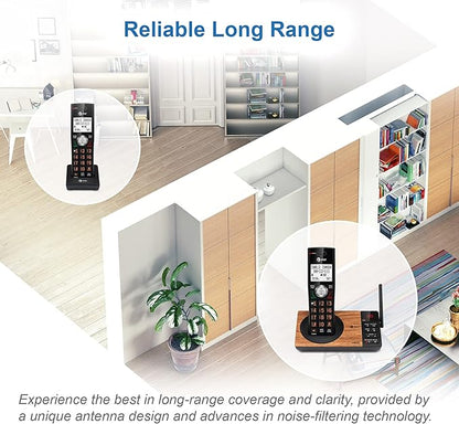 AT&T CL80067 Accessory Handset for CL82x07, CL82x57, CL82x67, CL83x07, CL84x07 Series Cordless Phone for Home with Call Blocking, Caller ID Announcer, Intercom, and Long Range, Black/Wood Grain Finish