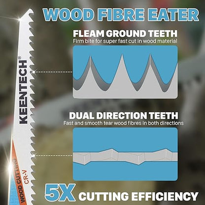 KEENTECH CR-V Sawzall Pruning Blades, 6 Inch 6TPI, with Fleam Ground Teeth for Tree Branch Root Wood, PVC Pipe Cutting, Reciprocating Saw Blade Fast Cutting for Professional, DIYer, Gardener, 5 Pack