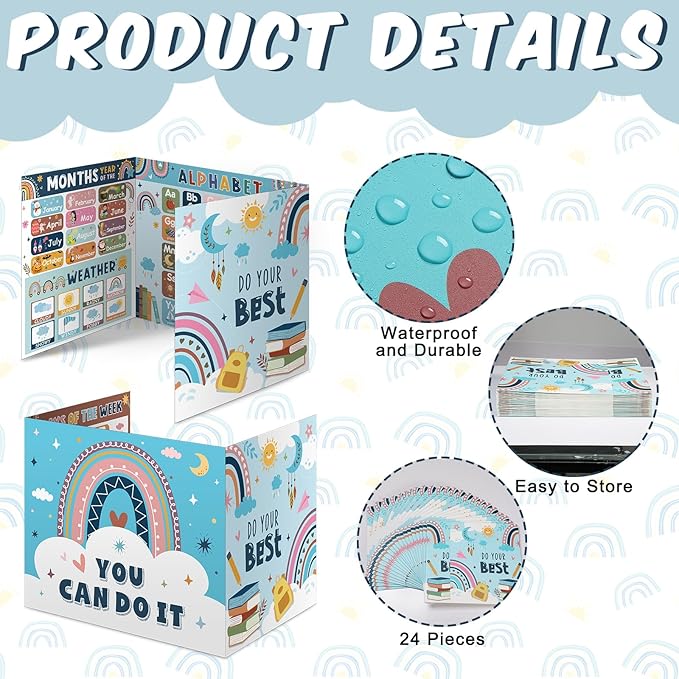 Pasimy 24 Pcs Desk Dividers Double Sided Privacy Folders for Students Classroom Desk Cardboard Study Carrel Privacy Boards for Teacher Student Study Test Reduces Distractions