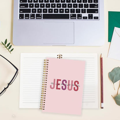 Boho Christian Notebook Journal, Christian Gifts for Women, Bible Notebooks for Note Taking, Bible Journaling Notebook, Jesus the Way the Truth the Life Hardcover Spiral Notebook 5.5x8.3 pink