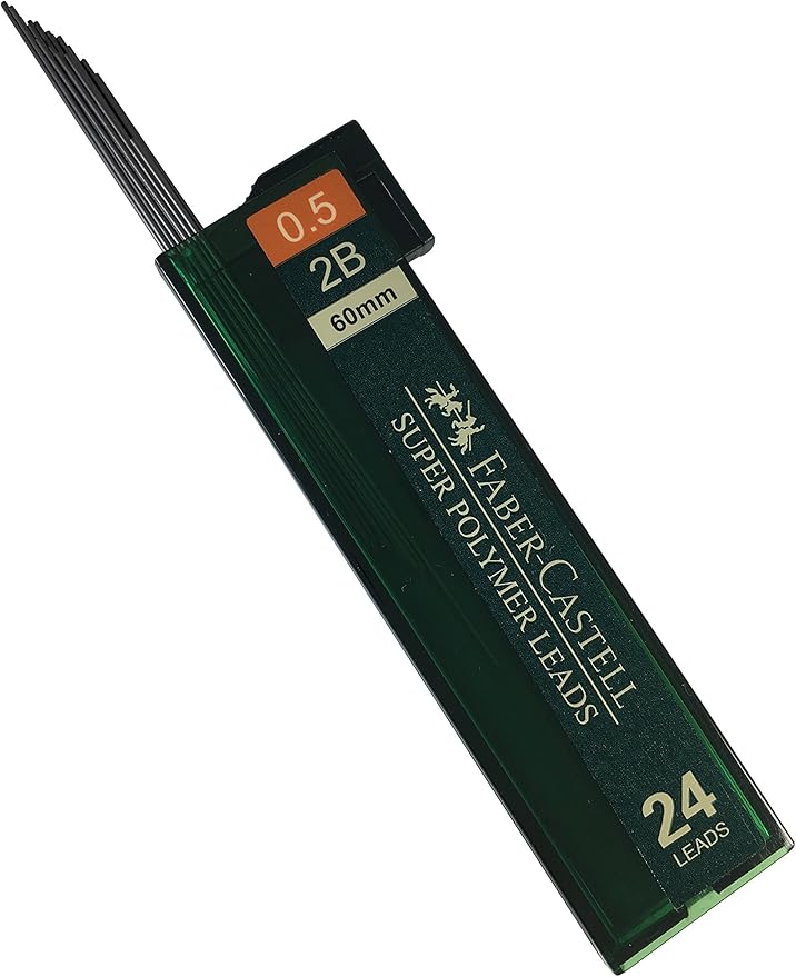 Faber-Castell 0.5mm 2B Mechanical Pencil Refills (96 Leads, 4 Tubes of 24 Leads Each)