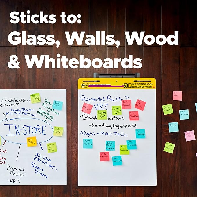 Post-it Super Sticky Easel Pad, 25 x 30 Inches, 30 Sheets/Pad, 6 Pads, Large White Premium Self Stick Flip Chart Paper, Super Sticking Power (559VAD6PK)