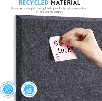 Large Cork Bulletin Board for Wall 36"x24", 6 Pack Felt Wall Tiles with 50 Pushpins, 30 Safe Removable Adhesive Tabs, Decorative Pin Board Tack Board for Office Home School, Dark Gray