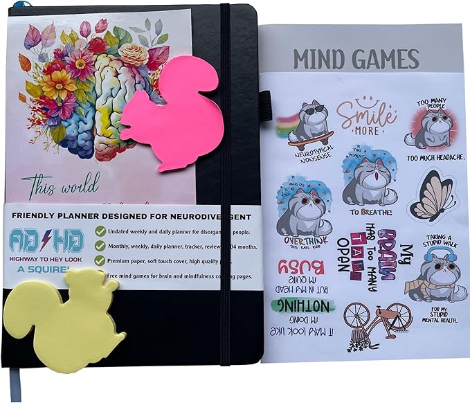 ADHD Planner for Adults - The Undated Monthly Weekly Daily Focus and Productivity Planner Organizer Notebook for Neurodivergent Brains - Organization , Goal Setting , Habit Tracker , Time Management , Gifts for Men and Women with ADD