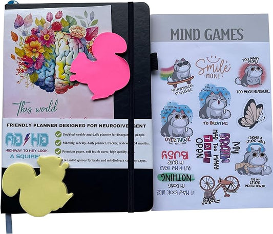 ADHD Planner for Adults - The Undated Monthly Weekly Daily Focus and Productivity Planner Organizer Notebook for Neurodivergent Brains - Organization , Goal Setting , Habit Tracker , Time Management , Gifts for Men and Women with ADD