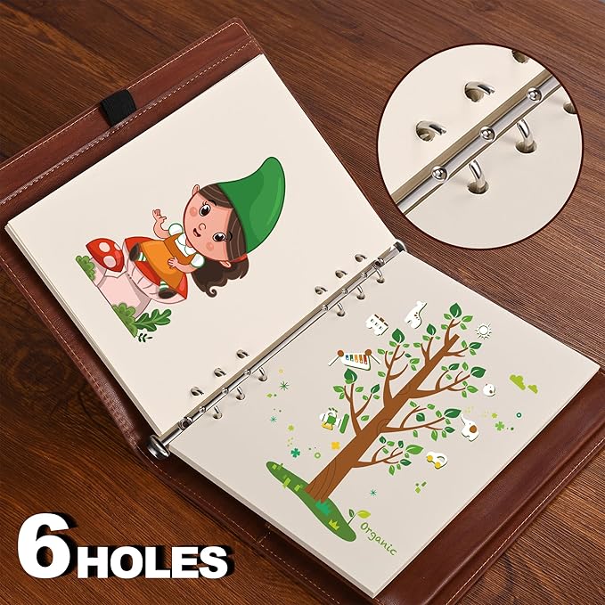 A5 Blank Paper,A5 Refill Paper,A5 Filler Paper,6 Hole Punched,Blank Paper Refills for A5 Filofax Planner Binder Journals Notes, 80 Sheets/160 Pages,5.6x8.3 Inch,Beige (2)