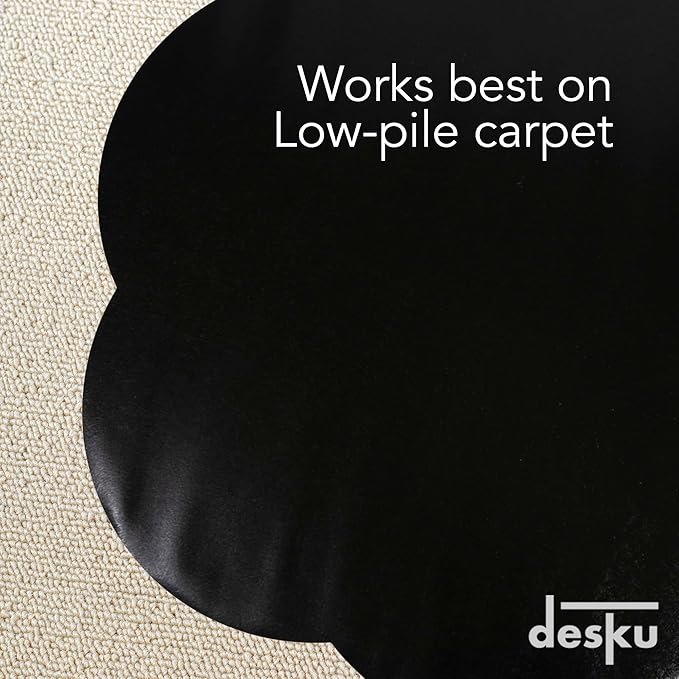 DESKU Flower Power Desk Chair Mat – Heavy-Duty PVC Mats for Carpet Floor Protection, Black, 48 x 49 Inches, Made in The USA