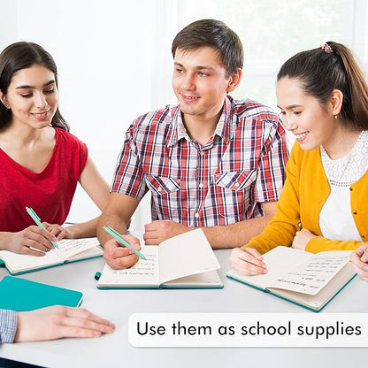 feela 3 Pack Notebooks Journals Bulk with 3 Black Pens, A5 Hardcover Notebook Classic Ruled Lined Journal Set with Pen Holder for Work Business Journaling Note Taking, 120 GSM, 5.1”x8.3”, Emerald