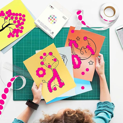 PARLAIM 3/4 Inch Roll Color Coding Labels,10000 per 10 Rolls Round Permanent Adhesive Color Coding Circle Dot Stickers for Office Home (Fluorescent Pink)