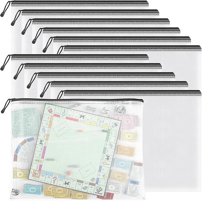 Umriox Zipper Pouch, 16.9x12.4 in (Black, 12 Packs), Extra Large Zipper Bags, Waterproof Zipper Pouches for Office Supplies, Puzzles, Board Game Storage & Cross Stitch Projects