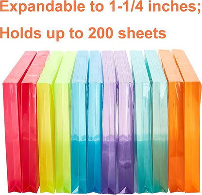 Plastic Legal Size Expandable Envelopes with String Tie Closure, 1-1/4" Expansion, Side Load, Clear File Folders Poly Project Paper Documents Organizer for Office School Home 12 Pack