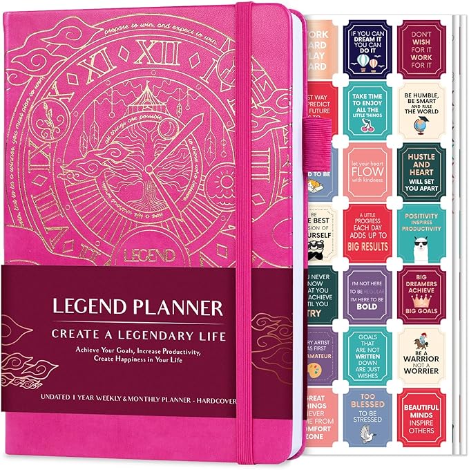 Legend Planner – Weekly & Monthly Life Planner to Hit Your Goals & Live Happier. Organizer Notebook & Productivity Journal. A5 (Hot Pink)