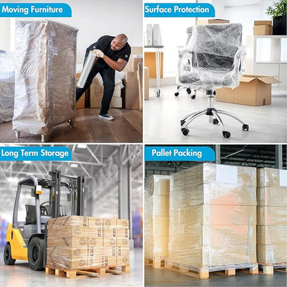 Bonison 18" x 2000' x 80 Shrink Wrap Pallet Wrap Stretch Film 20 Microns Thick Industrial Strength Shrink Film. Clear plastic polyethylene Machine Grade Stretch Film Wrap for Moving Packing Store