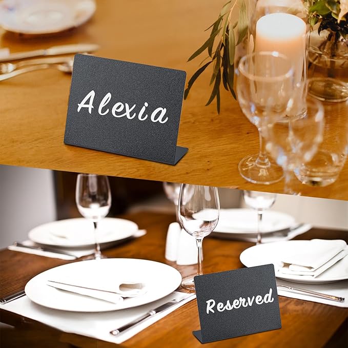 BOOMIBOO 12 Pack 4"x3"Mini Chalkboard Signs, Reusable and Reserved Table Signs, Easy to Write and Wipe Out, Food Labels for Parties - Buffets - Birthdays -Bakery-Table Numbers-Weddings