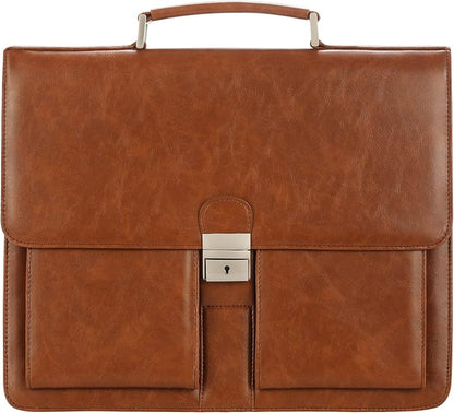 Jack&Chris Mens New PU Leather Attache Briefcase Traditional Messenger Lawyer Bag, MBYX015