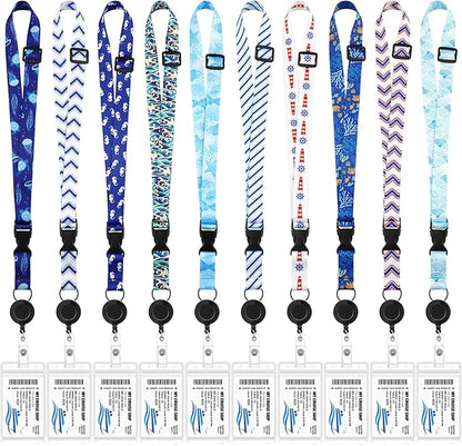 10 Sets Cruise Lanyards Retractable Carnival Cruise Lanyards with ID Holder Adjustable Lanyards with Detachable Badge Clip for Cruise Ship Cards.