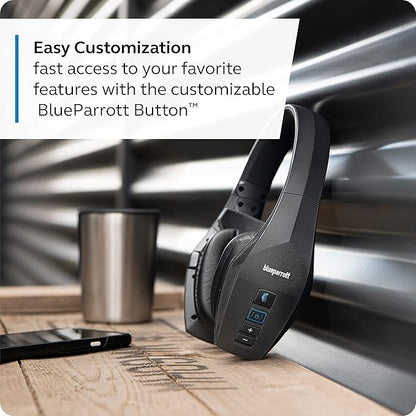 BlueParrott S650-XT Trucker Bluetooth Headset – 2-in-1 Convertible Stereo to Mono Headset with Noise Cancellation, Extended Wireless Range and IP54-Rated Protection - Ideal for Anyone On The Go, Black
