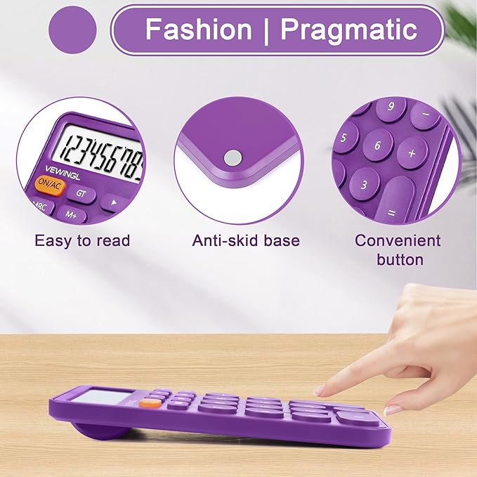 VEWINGL Standard Calculator 12 Digit,Desktop Large Display and Buttons,Calculator with Large LCD Display for Office,School, Home & Business Use,Automatic Sleep,with Battery