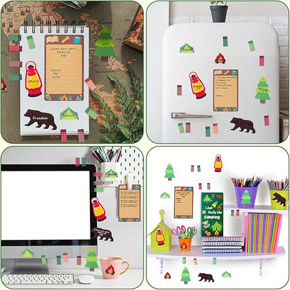I Just Really Like Camping Sticky Notes Set, 550 Sheets, Camp Adventure Self-Stick Note Pads Tree Bear Tent Writing Memo Pads Page Marker Student Classroom Back to School Gift Office Supplies