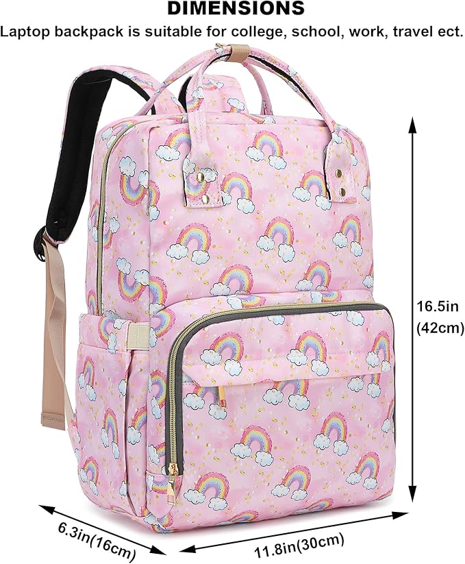 Rainbow Laptop Backpack College Bookbag School Backpack for Women Girls, Travel Backpack 15.6 Inch Computer Backpacks