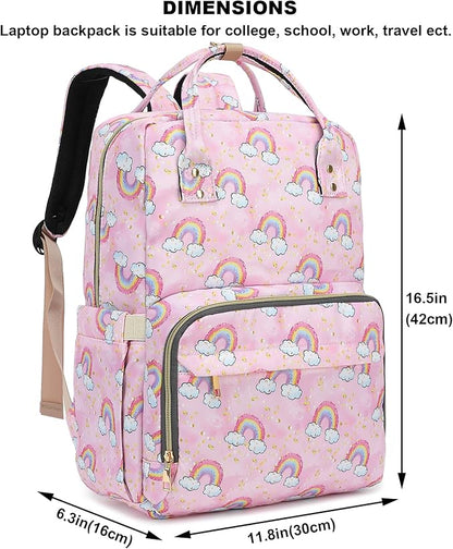 Rainbow Laptop Backpack College Bookbag School Backpack for Women Girls, Travel Backpack 15.6 Inch Computer Backpacks