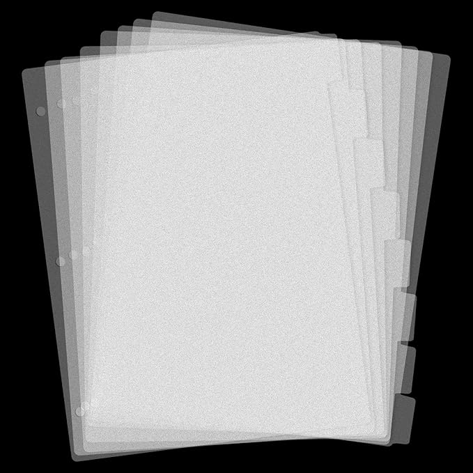 3 Ring Frosted Transparent Binder Dividers, 8 Tab Clear Binder Dividers, A4 Binder Dividers, Sturdy Plastic Dividers, Aesthetic Dividers for Binder, Tabs for Binder, 3 Hole Punch (Transparent,A4)